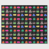 Kleurrijke Mode met zwarte achtergrond Cadeaupapier (Vlak)