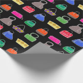 Kleurrijke Mode met zwarte achtergrond Cadeaupapier (Hoek)