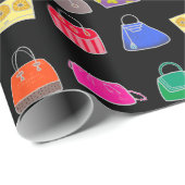 Kleurrijke Mode met zwarte achtergrond Cadeaupapier (Rol Hoek)