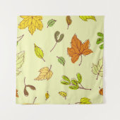 Kleurrijke modelbladbladeren tegen gele achtergron wandkleed (Voorkant (horizontaal))