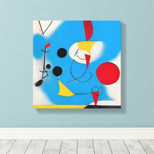 Kleurrijke Modern Abstract Blauw Mobiel 1 Canvas Afdruk (Insitu (Houten vloer))