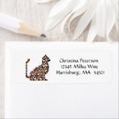 Kleurrijke Modern Cat Quiltpatroon Adresetiketten Etiket (Insitu)