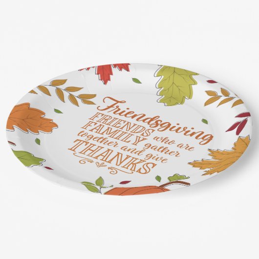 Kleurrijke Modern Friendsgiving Paper Bord (Gekanteld)