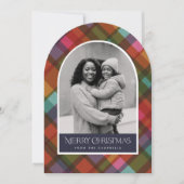 Kleurrijke Modern Plaid Kerstfoto Vakantie Kaart (Voorkant)
