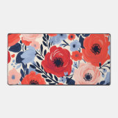 Kleurrijke Modern Rood Wit Blauw Waterverf Bloemen Bureaumat (Voorkant)