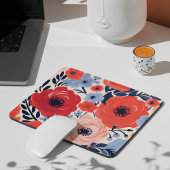 Kleurrijke Modern Rood Wit Blauw Waterverf Bloemen Muismat