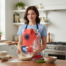 Kleurrijke Modern Rood Wit Blauw Waterverf Bloemen