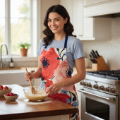 Kleurrijke Modern Rood Wit Blauw Waterverf Bloemen Schort
