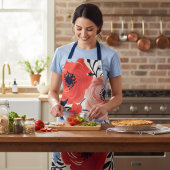 Kleurrijke Modern Rood Wit Blauw Waterverf Bloemen Schort