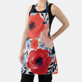 Kleurrijke Modern Rood Wit Blauw Waterverf Bloemen Schort (Insitu)