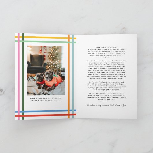 Kleurrijke Modern Wavy Lijst Gevouwen Foto Kerst Kaart (Binnen)