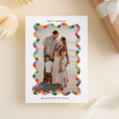 Kleurrijke Modern Wavy Lijst Gevouwen Foto Kerst Kaart