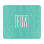 Kleurrijke Moderne 3 Initiaal Monogram | Wit Op Aq Snijplank (Voorkant)