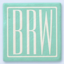 Kleurrijke Moderne 3 Initiaal Monogram | Wit Op Aq