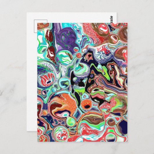 Kleurrijke moderne Abstracte Fluid Art Briefkaart (Voorkant / Achterkant)