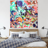 Kleurrijke moderne Abstracte Fluid Art Canvas Afdruk (Insitu (Slaapkamer))