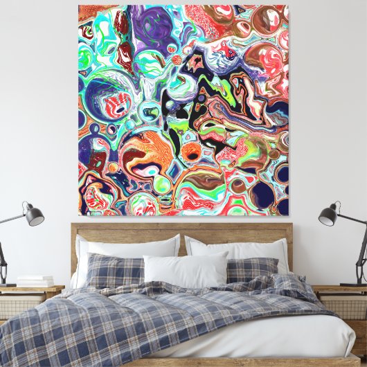 Kleurrijke moderne Abstracte Fluid Art Canvas Afdruk (Insitu (Slaapkamer))