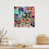 Kleurrijke moderne Abstracte Fluid Art Poster (Keuken)