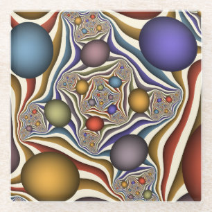 Kleurrijke moderne abstracte fractale kunst die vl glazen onderzetter