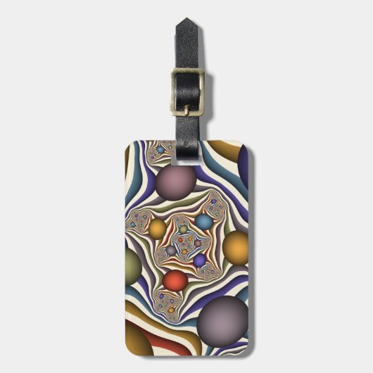 Kleurrijke, moderne Abstracte fractale kunst omhoo Bagagelabel (Voorkant verticaal)