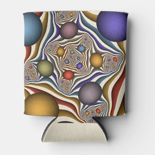 Kleurrijke, moderne Abstracte fractale kunst omhoo Blikjeskoeler (Voorkant)