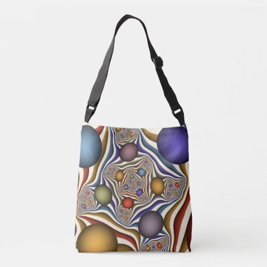 Kleurrijke, moderne Abstracte fractale kunst omhoo Crossbody Tas (Achterkant)