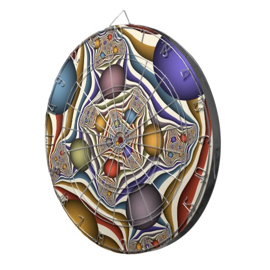 Kleurrijke, moderne Abstracte fractale kunst omhoo Dartbord (Voorkant Rechts)