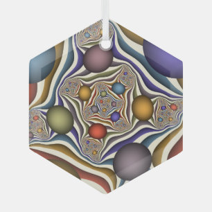 Kleurrijke, moderne Abstracte fractale kunst omhoo Glas Ornament