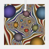 Kleurrijke, moderne Abstracte fractale kunst omhoo Glas Ornament (Achterkant)