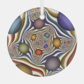 Kleurrijke, moderne Abstracte fractale kunst omhoo Glas Ornament (Voorkant)