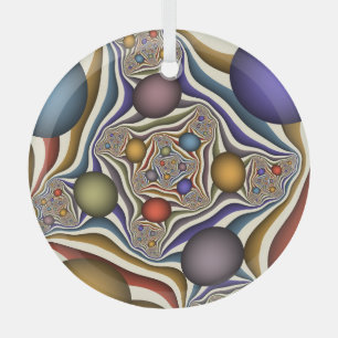 Kleurrijke, moderne Abstracte fractale kunst omhoo Glas Ornament