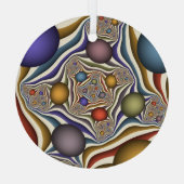 Kleurrijke, moderne Abstracte fractale kunst omhoo Glas Ornament (Achterkant)