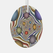 Kleurrijke, moderne Abstracte fractale kunst omhoo Glas Ornament (Voorkant Rechts)