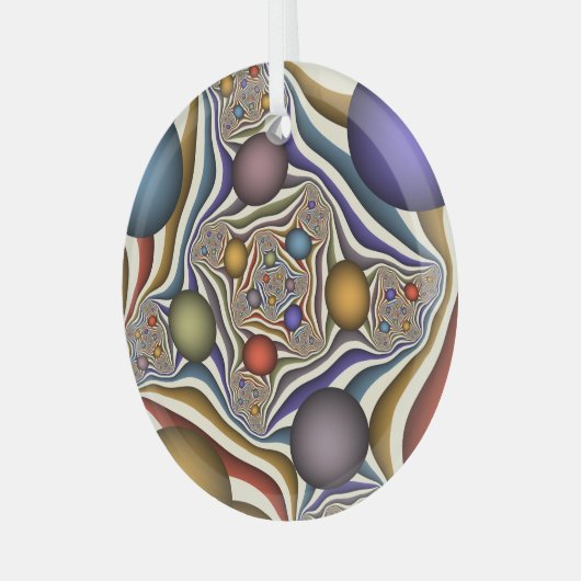 Kleurrijke, moderne Abstracte fractale kunst omhoo Glas Ornament (Voorkant links)