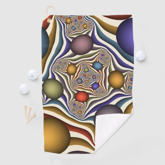 Kleurrijke, moderne Abstracte fractale kunst omhoo Golfhanddoek (Insitu)
