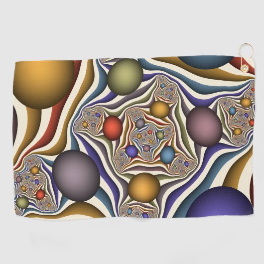 Kleurrijke, moderne Abstracte fractale kunst omhoo Golfhanddoek (Horizontaal)