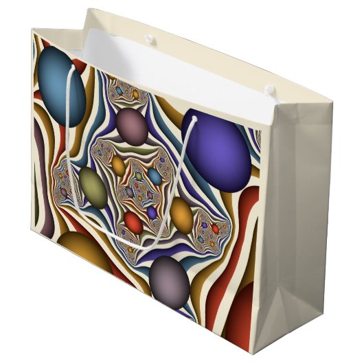 Kleurrijke, moderne Abstracte fractale kunst omhoo Groot Cadeauzakje (Voorkant Gekanteld)