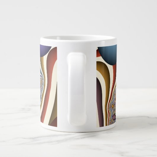 Kleurrijke, moderne Abstracte fractale kunst omhoo Grote Koffiekop (Achterkant)