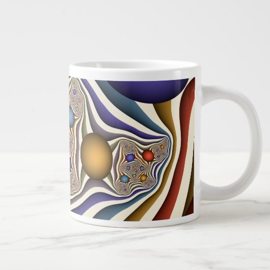 Kleurrijke, moderne Abstracte fractale kunst omhoo Grote Koffiekop (Rechts)