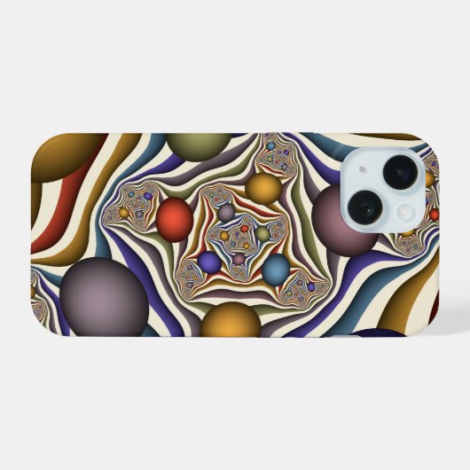 Kleurrijke, moderne Abstracte fractale kunst omhoo iPhone 15 Case (Achterkant horizontaal)