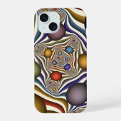 Kleurrijke, moderne Abstracte fractale kunst omhoo iPhone 15 Case (Achterkant)