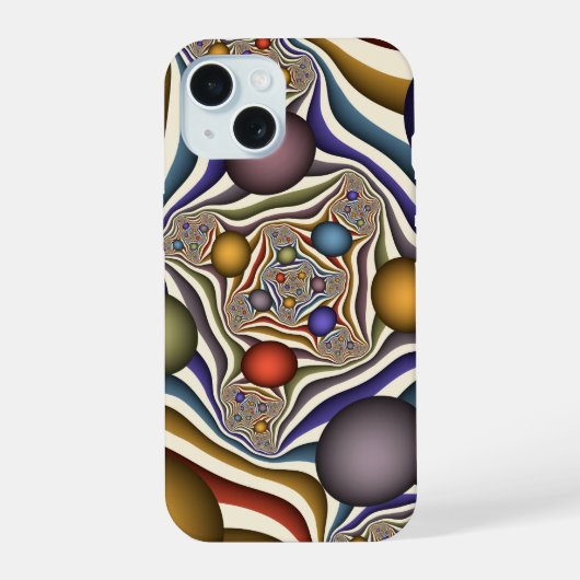 Kleurrijke, moderne Abstracte fractale kunst omhoo iPhone 15 Case (Achterkant)