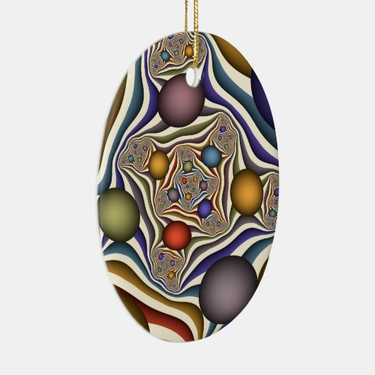 Kleurrijke, moderne Abstracte fractale kunst omhoo Keramisch Ornament (Rechts)