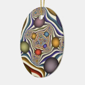 Kleurrijke, moderne Abstracte fractale kunst omhoo Keramisch Ornament (Links)