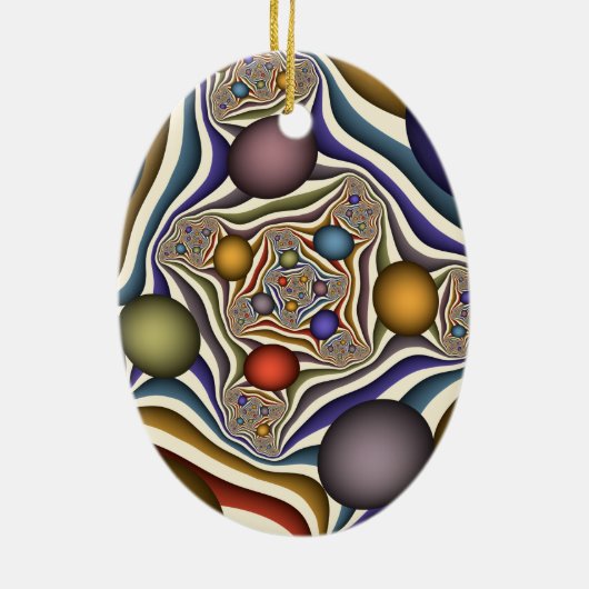 Kleurrijke, moderne Abstracte fractale kunst omhoo Keramisch Ornament (Achterkant)