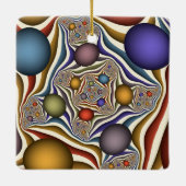 Kleurrijke, moderne Abstracte fractale kunst omhoo Keramisch Ornament (Achterkant)