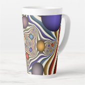 Kleurrijke, moderne Abstracte fractale kunst omhoo Latte Mok (Rechterhoek)