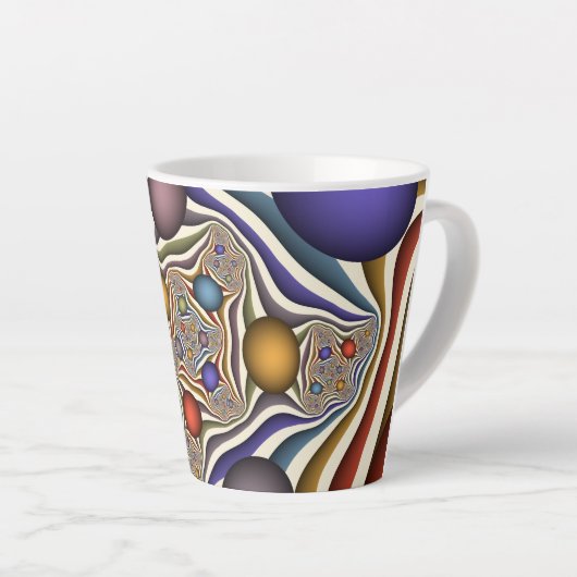 Kleurrijke, moderne Abstracte fractale kunst omhoo Latte Mok (Rechterhoek)