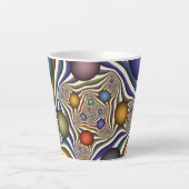 Kleurrijke, moderne Abstracte fractale kunst omhoo Latte Mok (Voorkant)