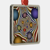 Kleurrijke, moderne Abstracte fractale kunst omhoo Metalen Ornament (Rechts)